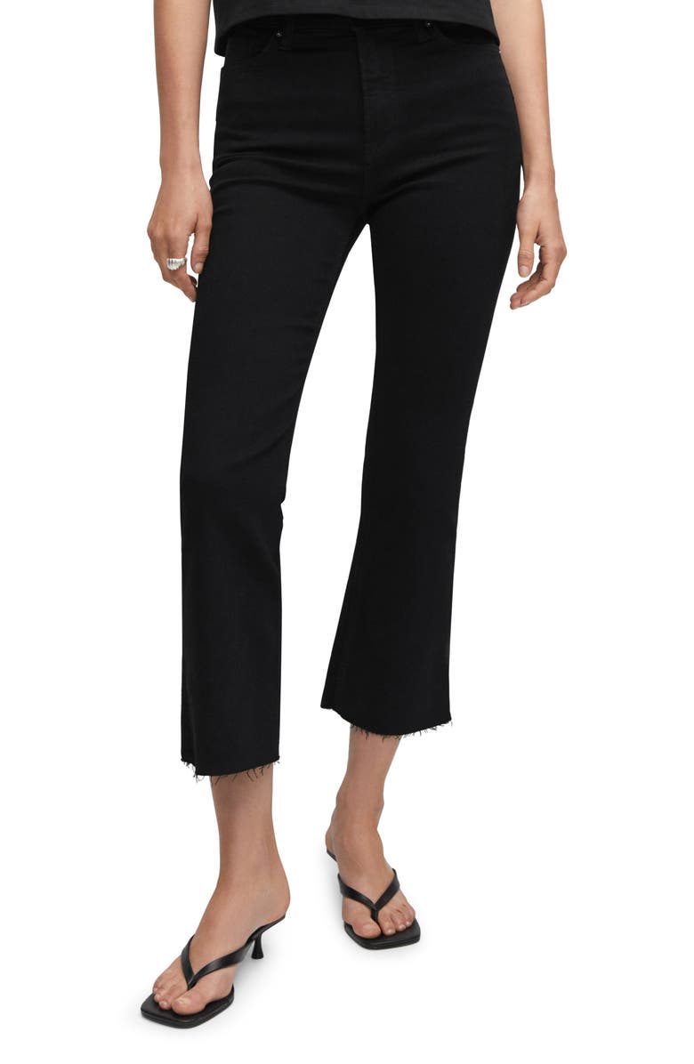 MANGO Raw Hem Crop Flare Jeans | Nordstrom