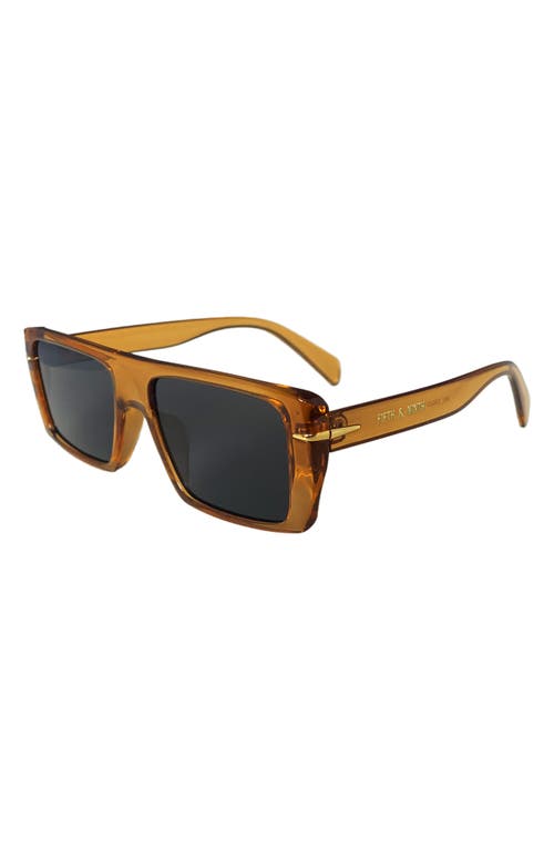 Shop Fifth & Ninth Atlas 54mm Polarized Rectangular Sunglasses In Caramel/black