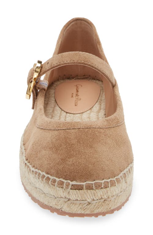 Gianvito Rossi Suede Mary Jane Ballerina Espadrilles In Camel