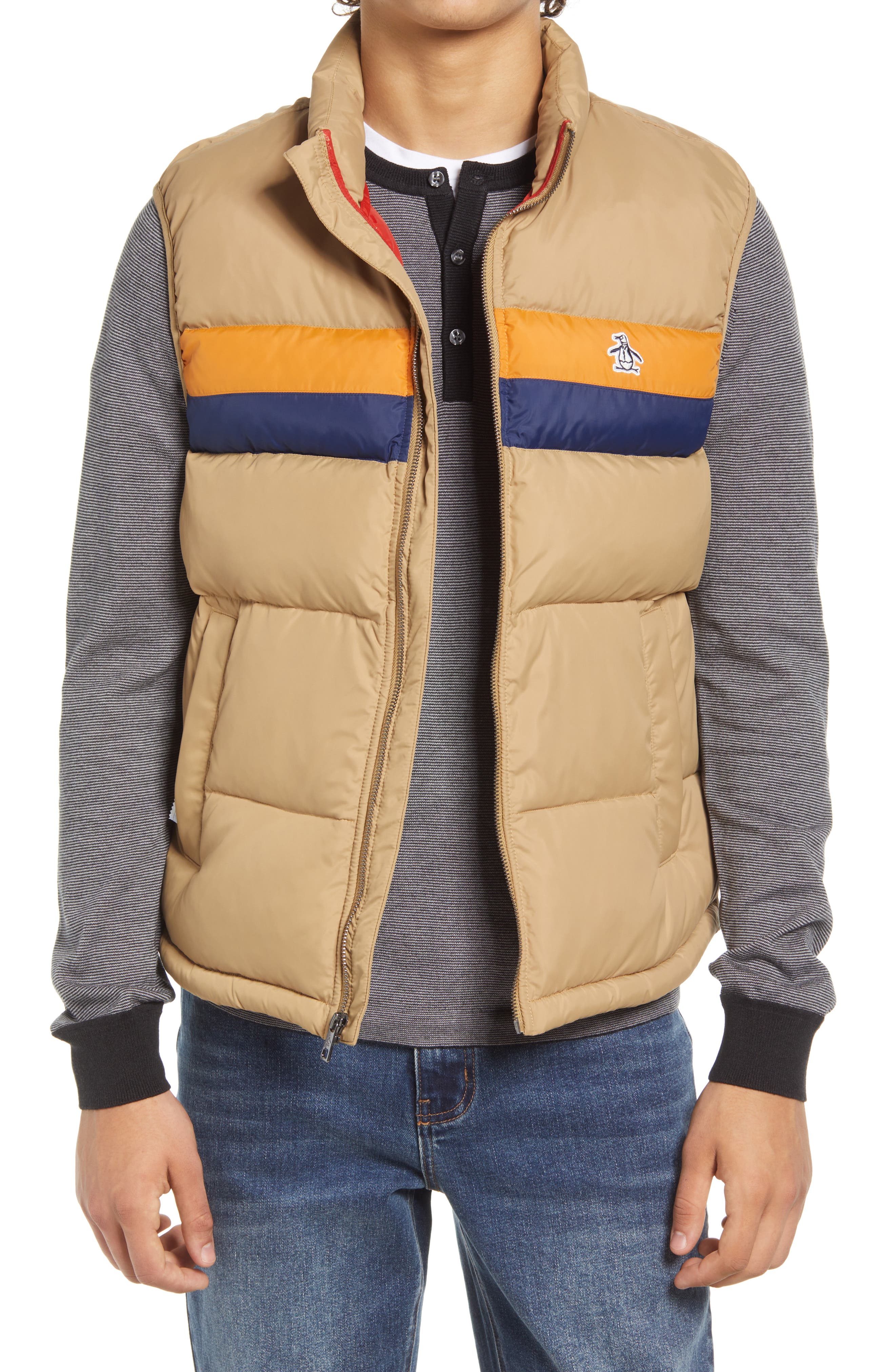 Original Penguin Men S Out Channeled Water Resistant Vest Nordstrom