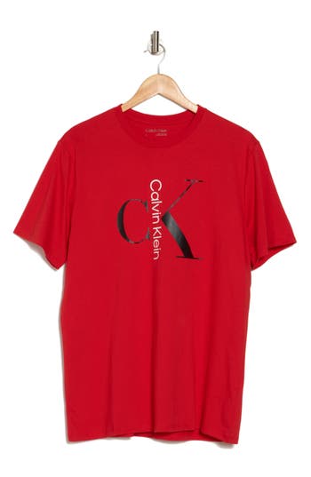 Calvin Klein Text Monogram Logo Graphic T-shirt In Barbados Cherry