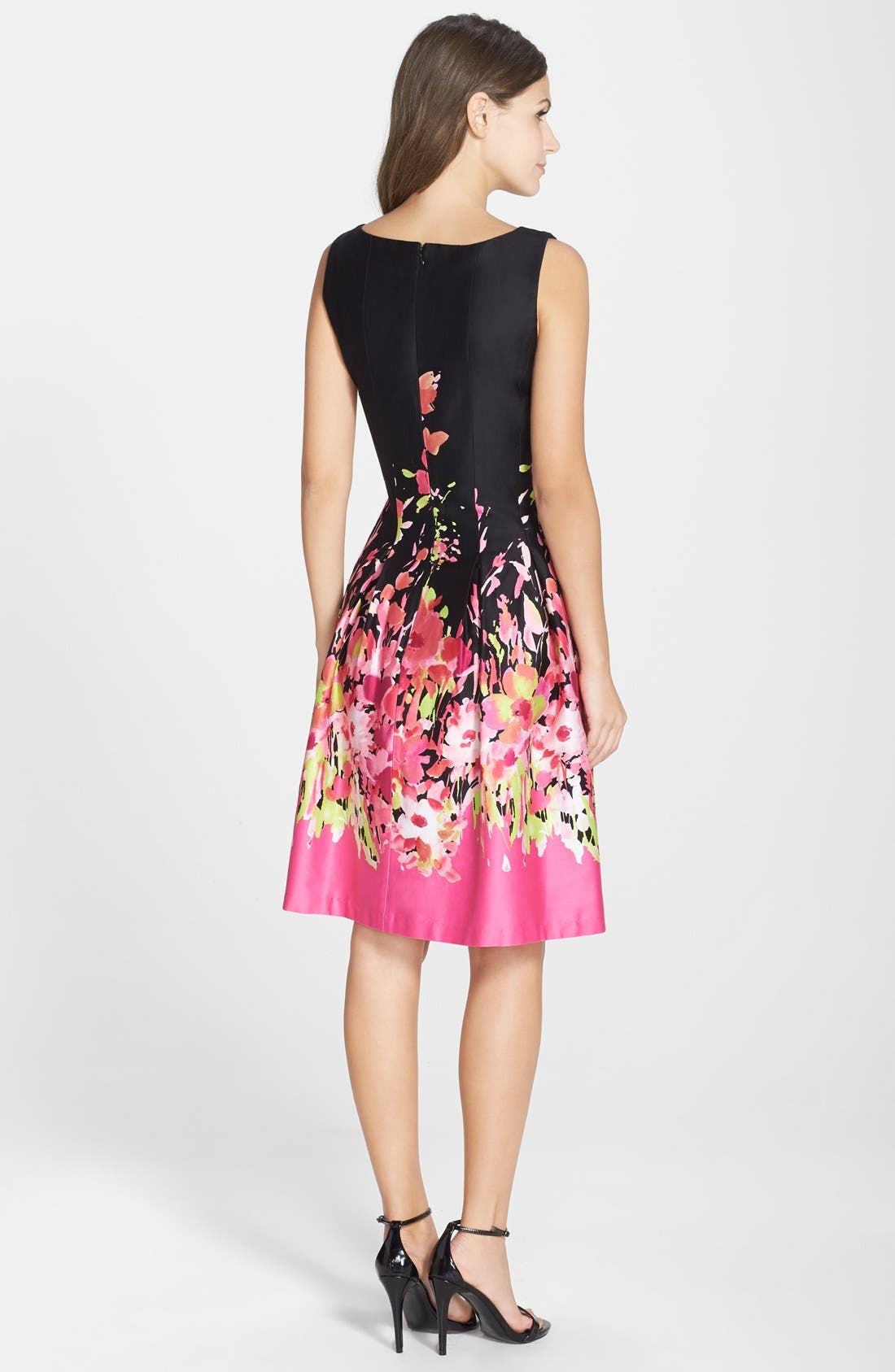 Chetta B Floral Print Cotton Sateen Fit & Flare Dress | Nordstrom