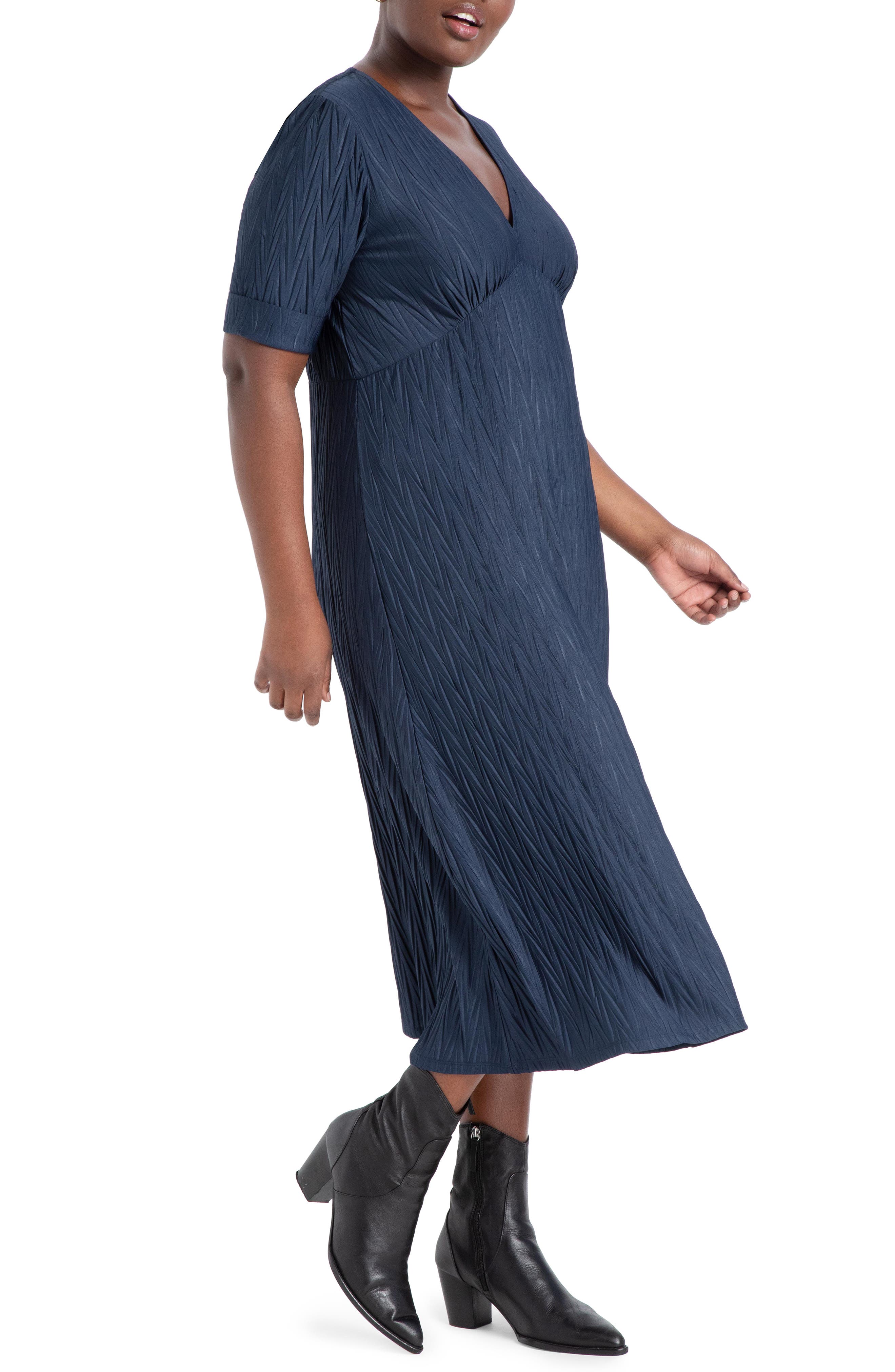 plus size short sleeve midi dress