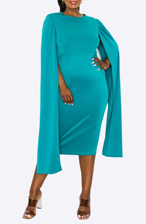 L I V D Naomi Cape Sleeve Midi Dress In Jade