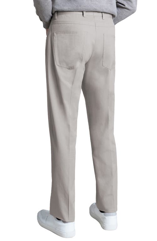 Shop Santorelli Flat Front Cotton Blend Pants In Taupe