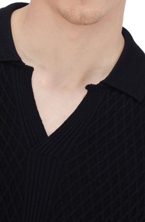 Bugatchi Merino Wool Johnny Collar Sweater In Black