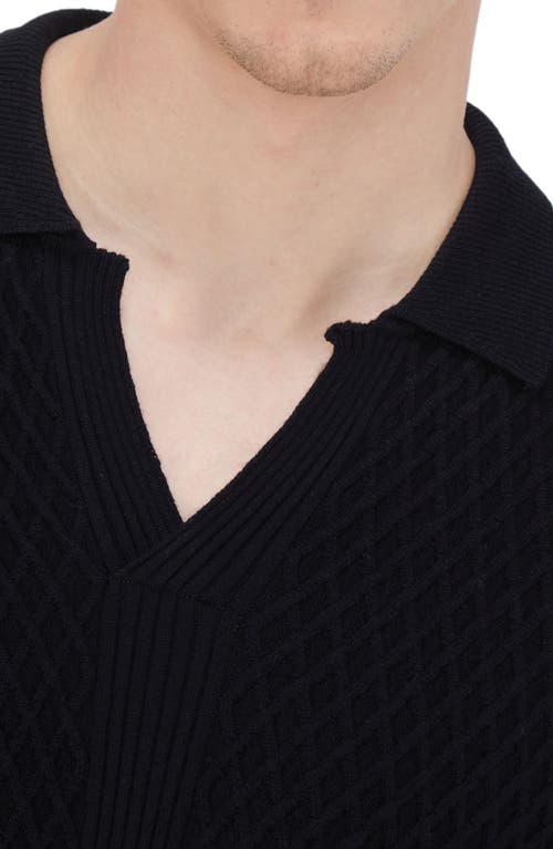 Shop Bugatchi Merino Wool Johnny Collar Sweater In Black