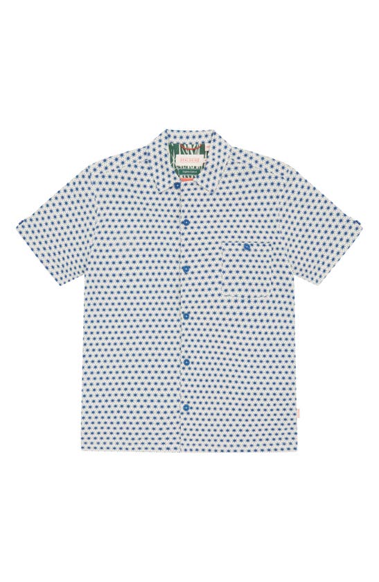 Shop Sealskinz Walsoken Sun Print Short Sleeve Button-up Shirt In Cream