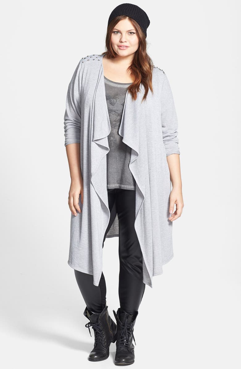 Soprano Studded Long Open Cardigan (Plus Size) | Nordstrom