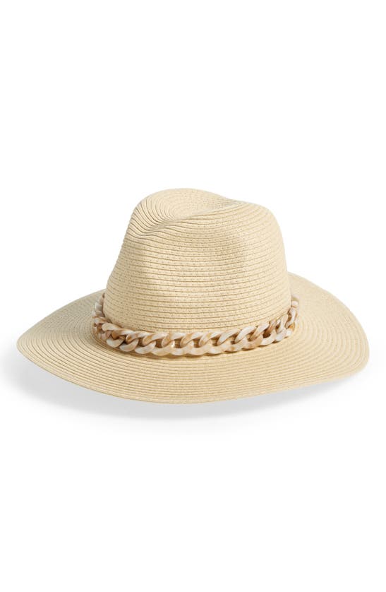 Shop Vince Camuto Resin Chain Straw Panama Hat In Light Natural