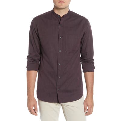 Selected Homme Mart Slim Fit Band Collar Button-Up Shirt, Burgundy