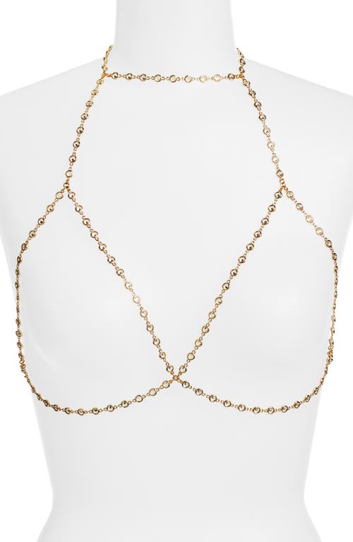 Vidakush Crystal Station Body Chain In Clear/gold