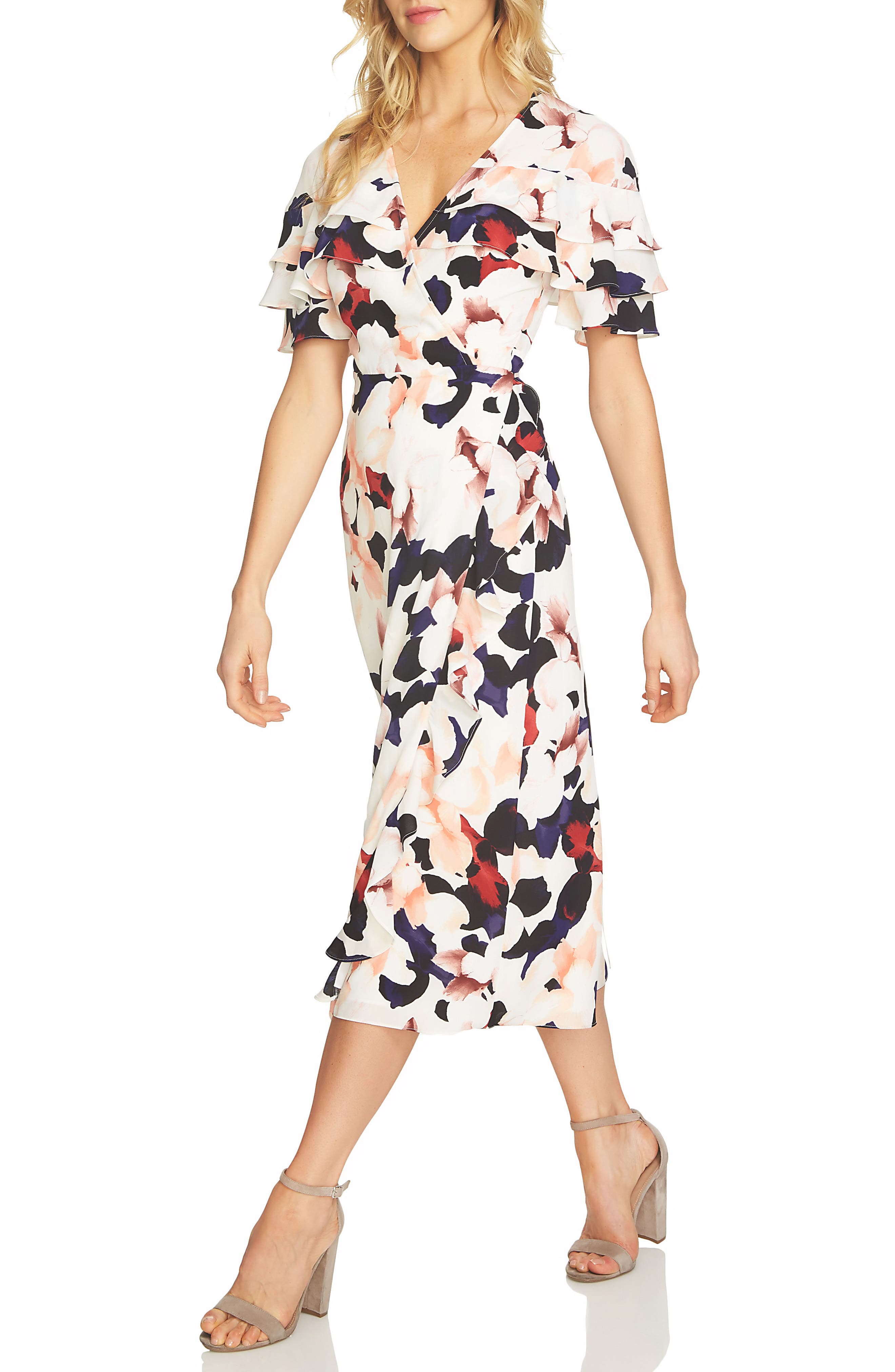 1.STATE Floral Wrap Midi Dress Nordstrom