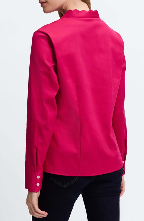 FOXCROFT FOXCROFT BRIDGET SCALLOPED MATTE SATEEN BUTTON-UP SHIRT