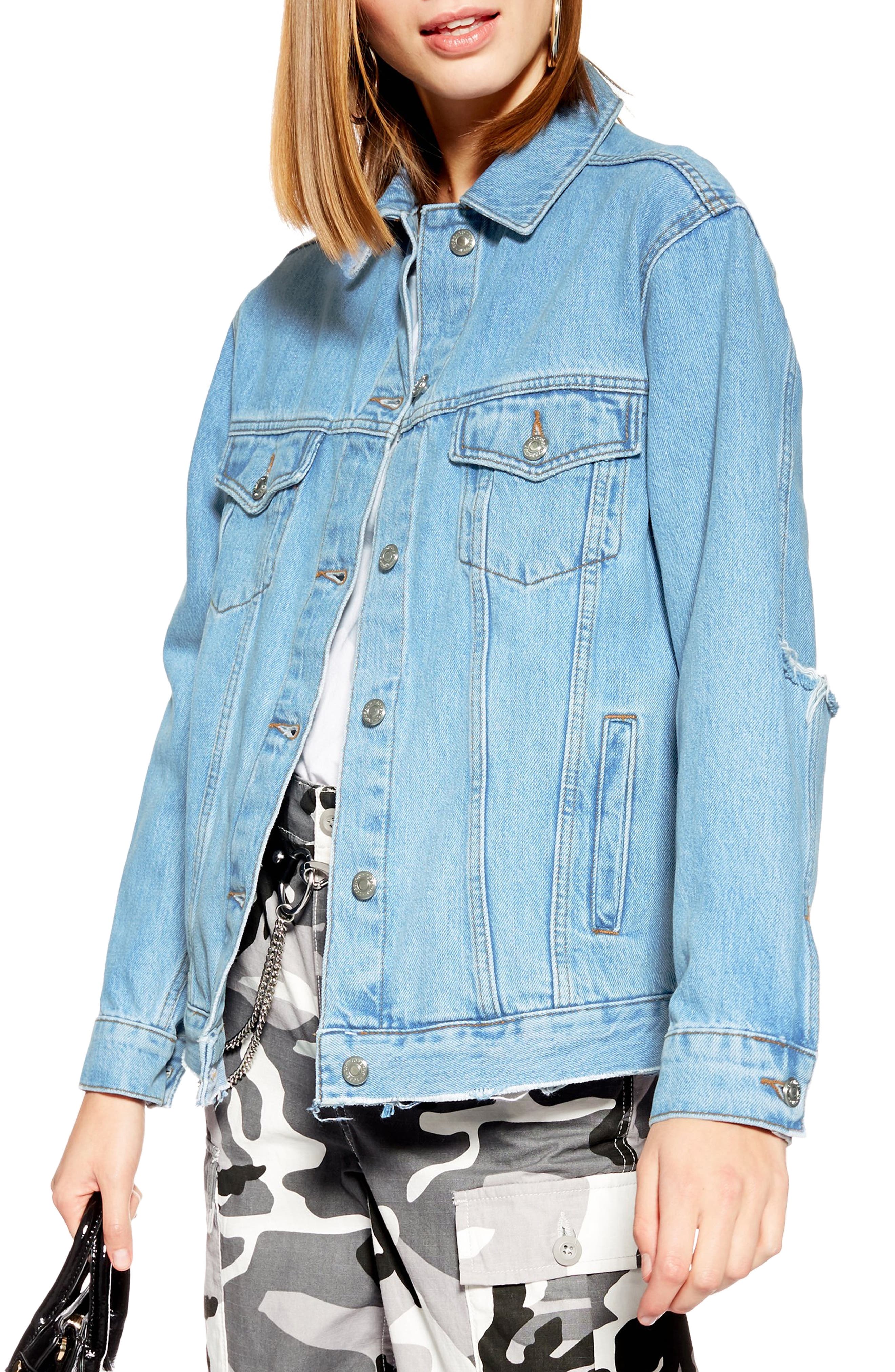 topshop elbow rip denim jacket