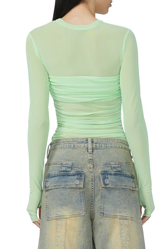 Shop Afrm Sandrine Long Sleeve Mesh Top In Neon Mint