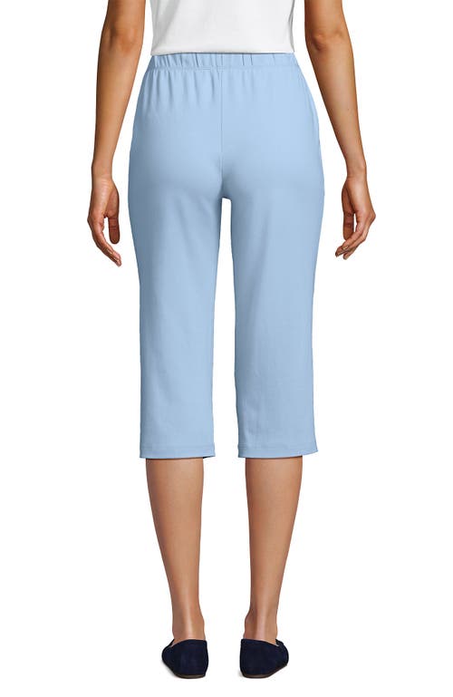 Shop Lands' End Tall Sport Knit Elastic Waist Pull On Capri Pants In Soft Blue Haze