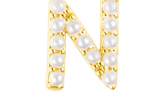 Adornia Faux Pearl Initial Charm Beaded Bracelet In Gold White-n