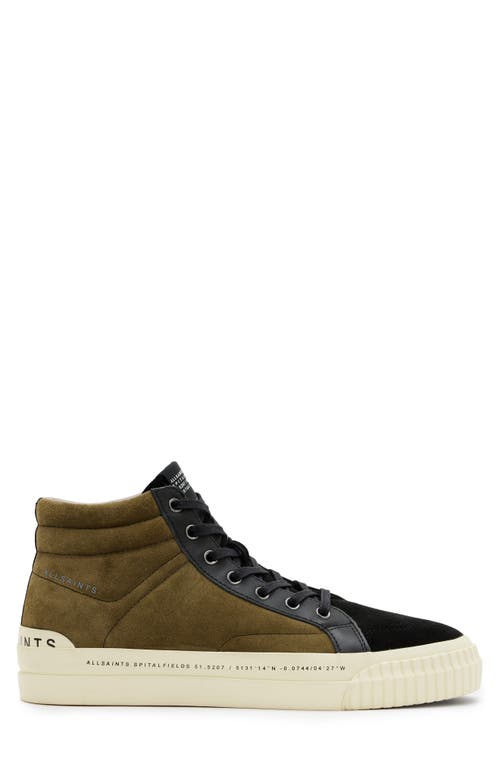 Allsaints Maverick High Top Sneaker In Khaki/black