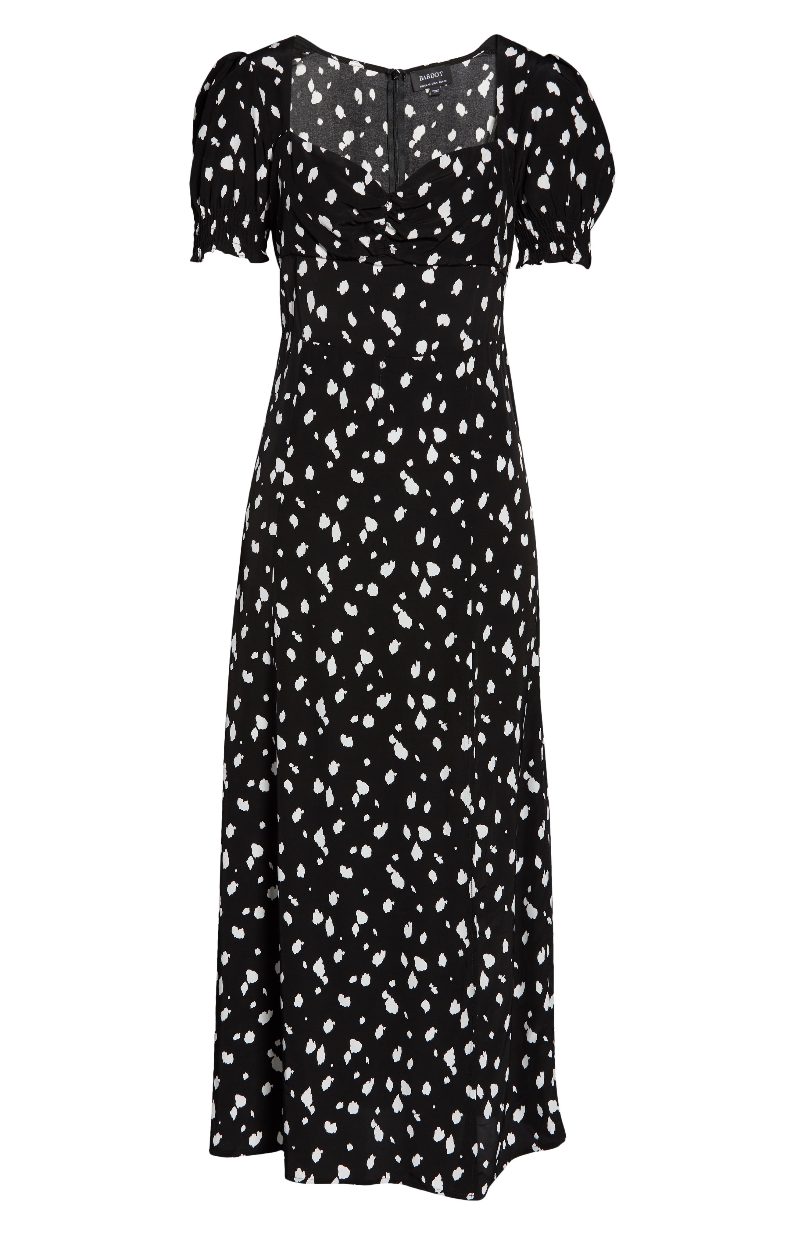 bardot millie spot print midi dress