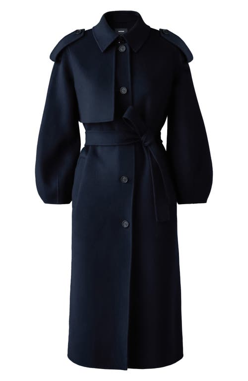 Shop Mackage Ceyla Double Face Wool Coat In Navy