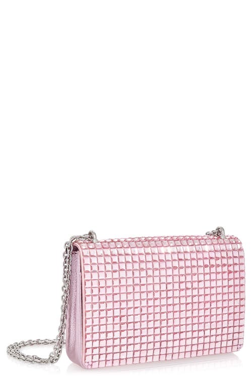 Cricket Squares Crystal Embellished Clutch in Silver Light Rose