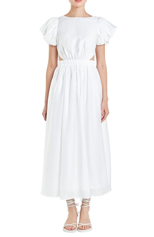 ENGLISH FACTORY ENGLISH FACTORY CUTOUT PUFF SLEEVE MAXI SUNDRESS