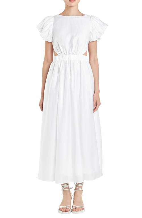 Shop English Factory Cutout Puff Sleeve Maxi Sundress In White