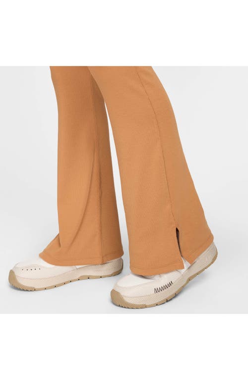 Shop Nike Sportswear Chill Knit Flare Leggings In Flax/sail