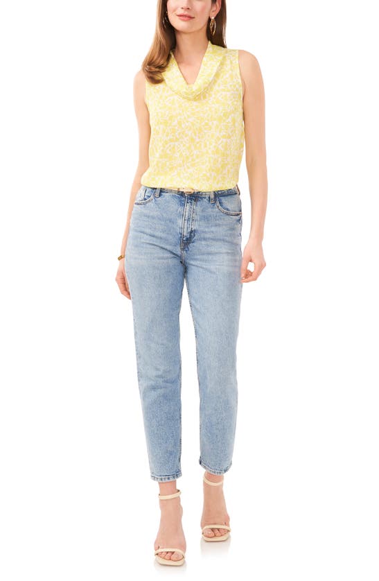 Shop Vince Camuto Abstract Print Sleeveless Georgette Top In Bright Lemon