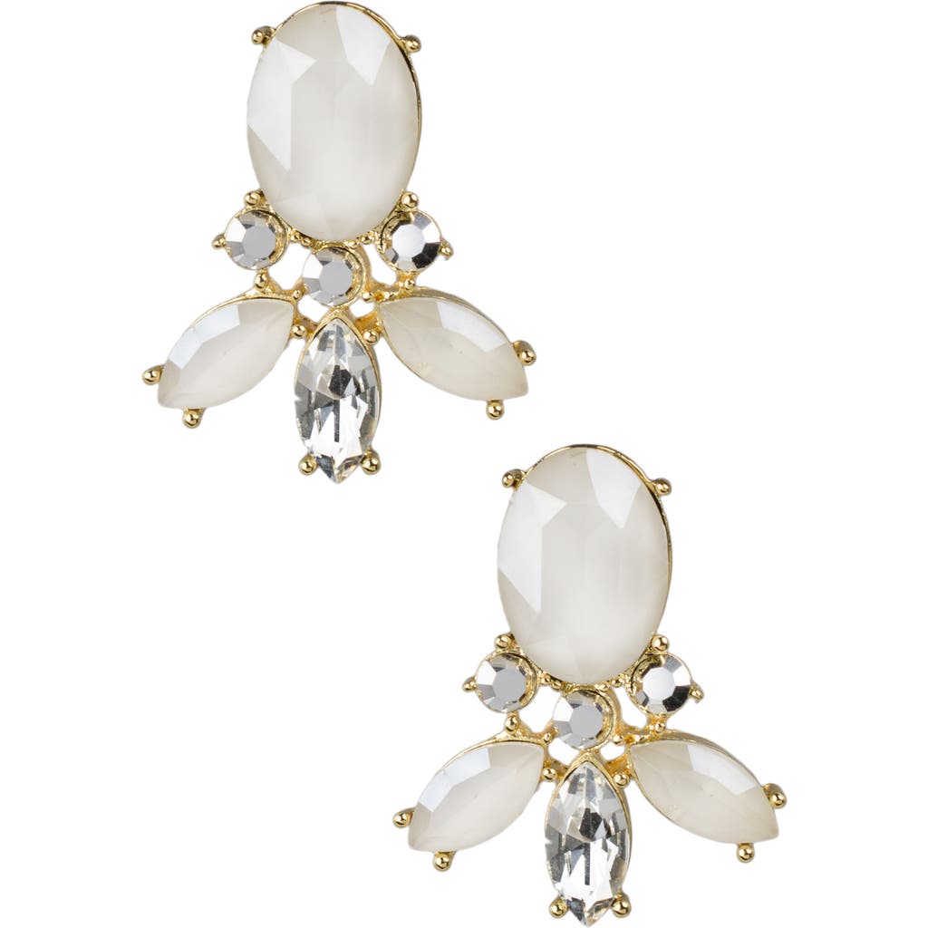 Shop Jardin Multi-shape Crystal Stud Earrings In White/gold