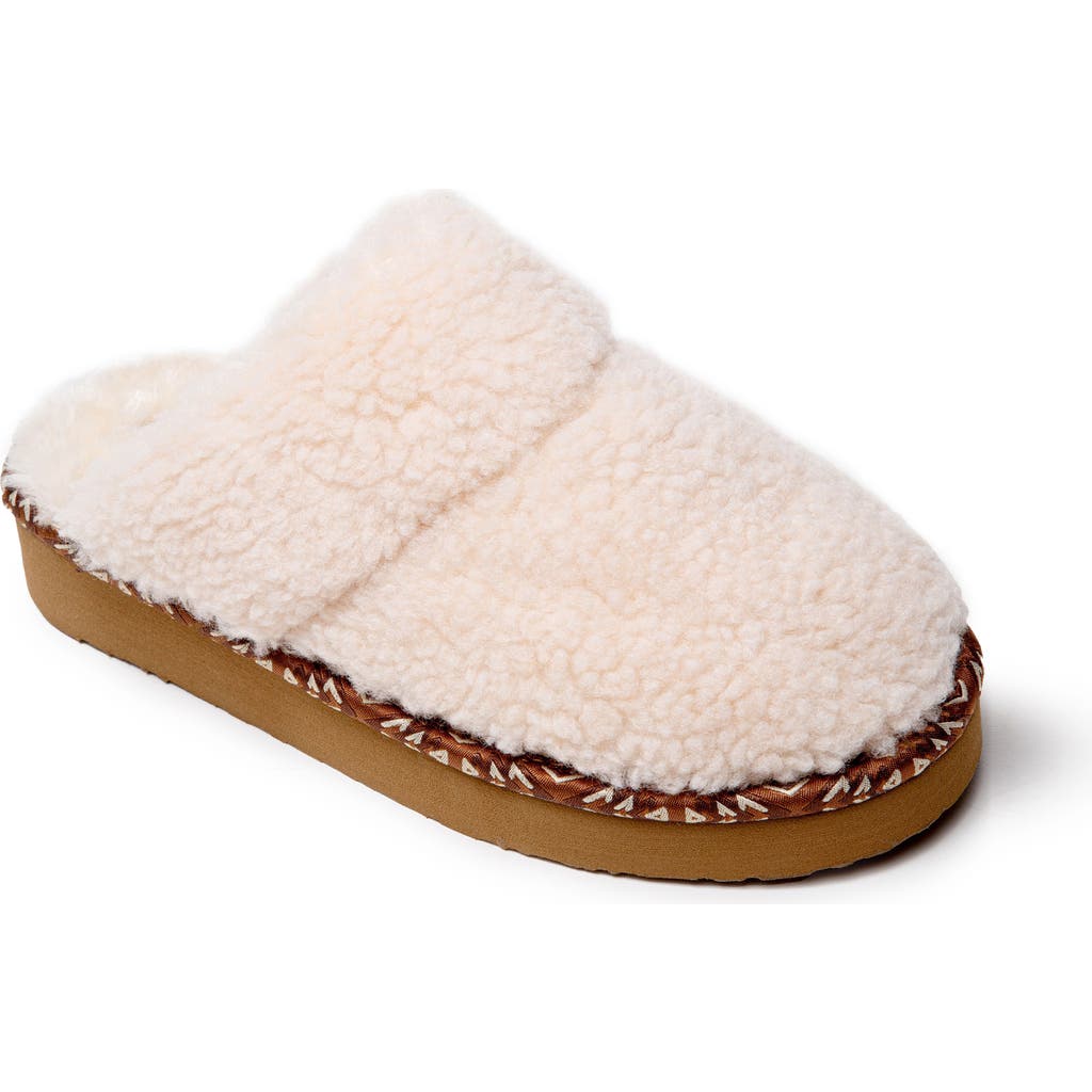 Minnetonka Cerise Faux Fur Slipper In Cream