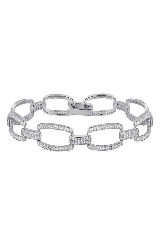 Lafonn Sterling Silver Simulated Diamond Classic Link Bracelet In White