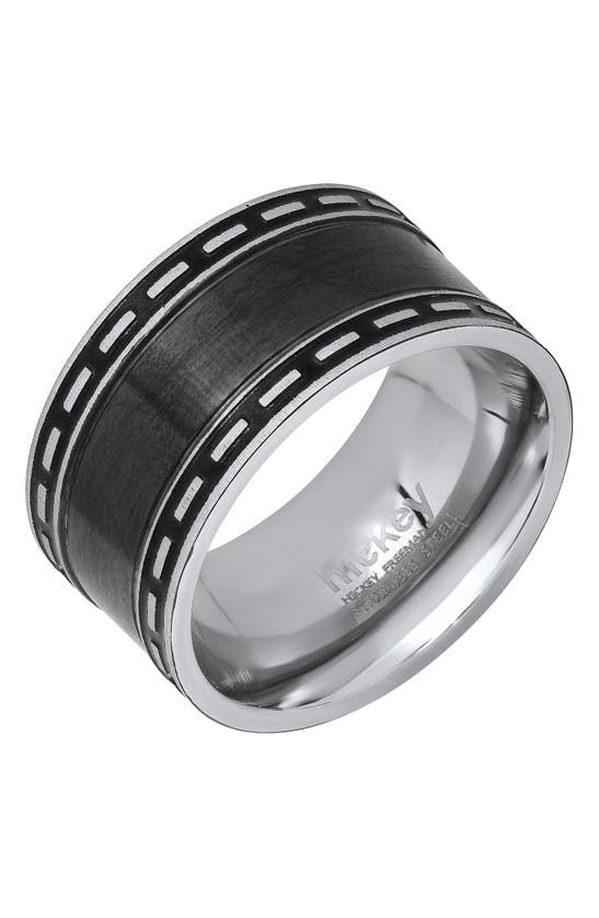 Hmy Jewelry Black Ip Stainless Steel Ring In Steel/ Black