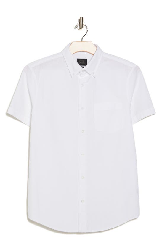 14th & Union Short Sleeve Seersucker Button-down Shirt In White
