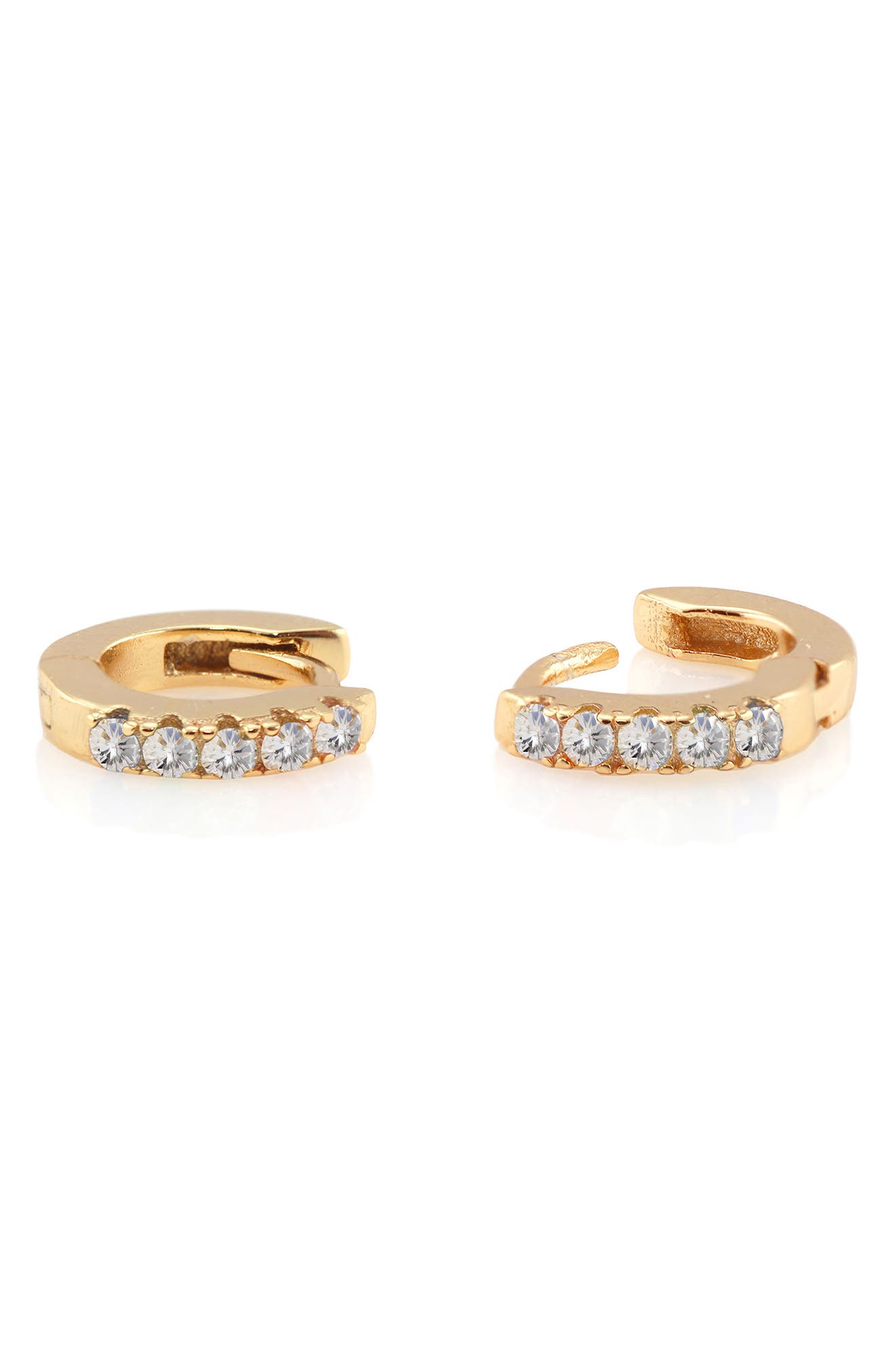 Kris Nations Pave Huggie Hoop Earrings in Gold/Clear Crystal at Nordstrom