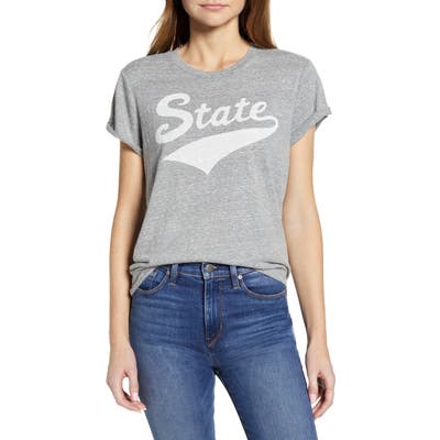 Lucky Brand State Relaxed Fit Roll Cuff Graphic Tee, Grey