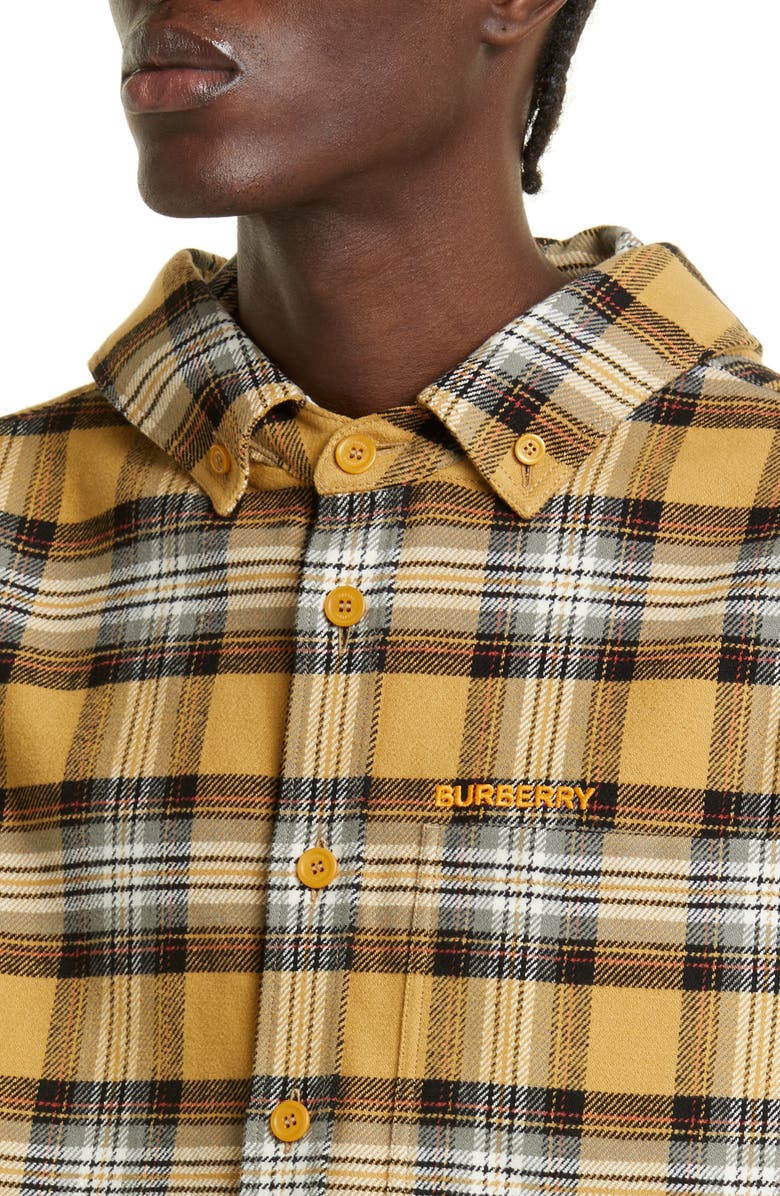Burberry Hooded Check Cotton Flannel Button-Down Shirt | Nordstrom