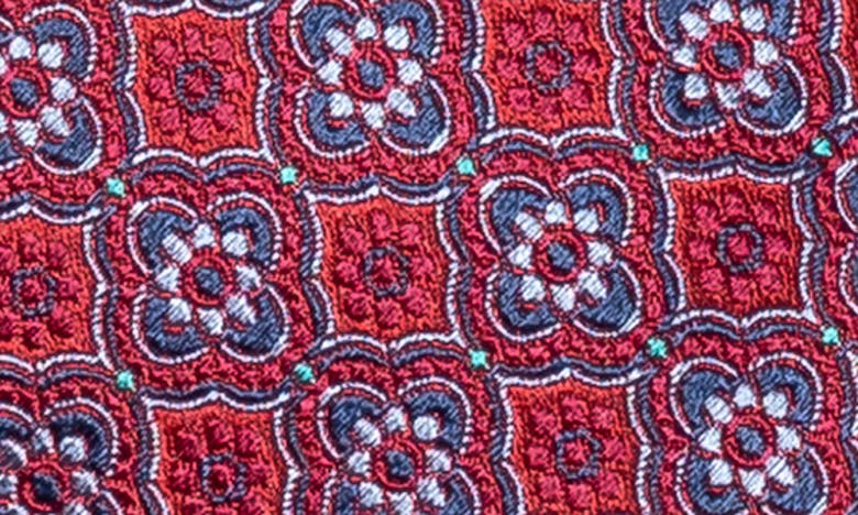 Shop Eton Floral Medallion Silk Tie In Medium Red
