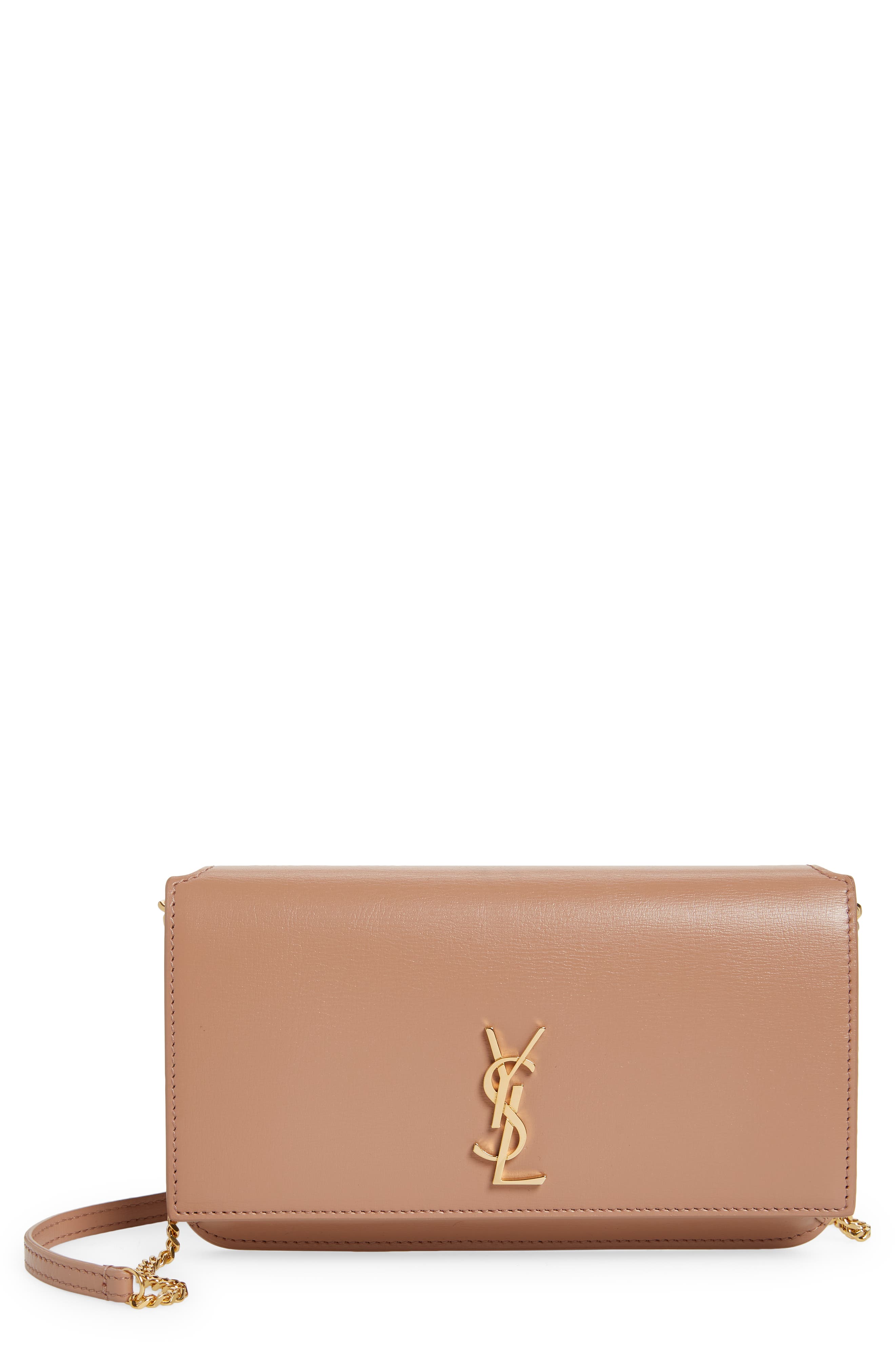 Saint Laurent YSL Chain Wallet Nero in Black Leather With Gold