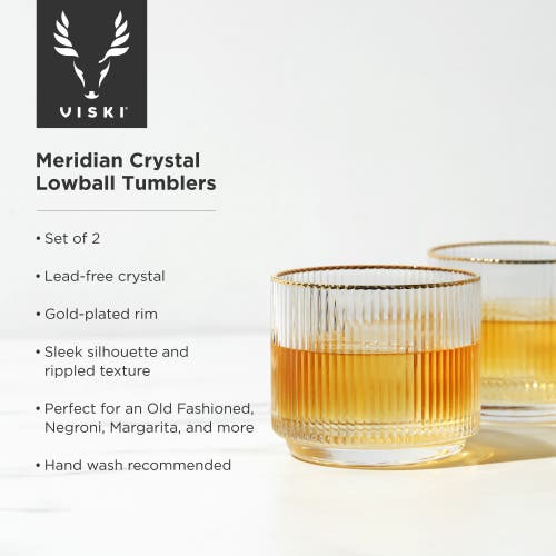 Viski Meridian Crystal Lowball Tumblers In Clear
