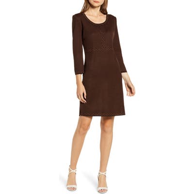Ming Wang Knit Sheath Dress, Brown
