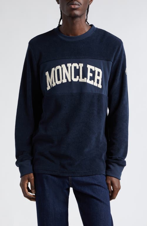 Moncler Logo Appliqué Sweatshirt Baritone Blue at Nordstrom,