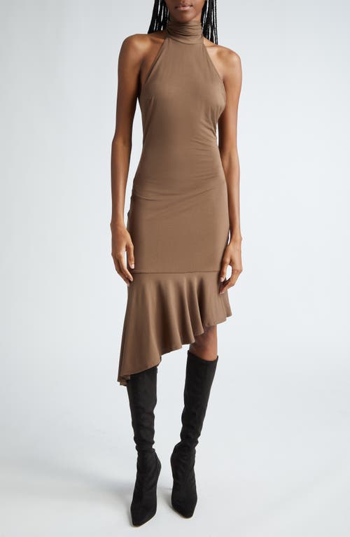 Miaou Karina Asymmetric Hem Halter Cocktail Dress Olive at Nordstrom,