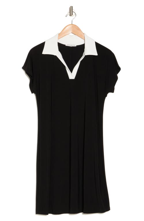 Shop Tash And Sophie Contrast Collar Dress In Black/white