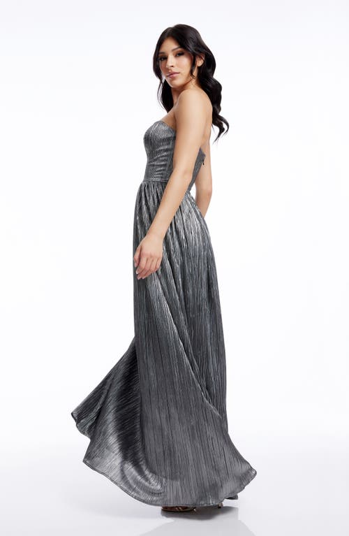 Shop Dress The Population Audrina Strapless Gown In Silver