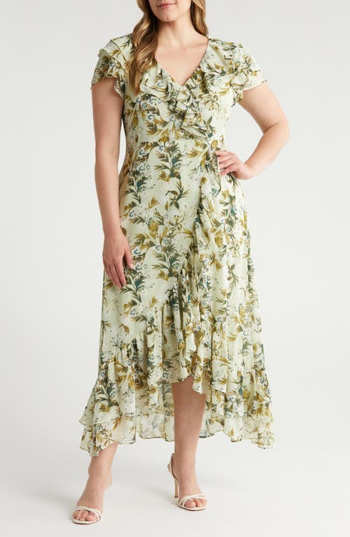 Chelsea28 Foliage Print Ruffle Faux Wrap Dress at Nordstrom,