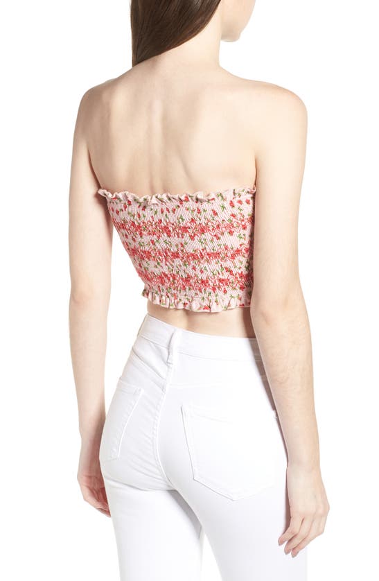 Shop Topshop Floral Print Tube Top In Pink Multi