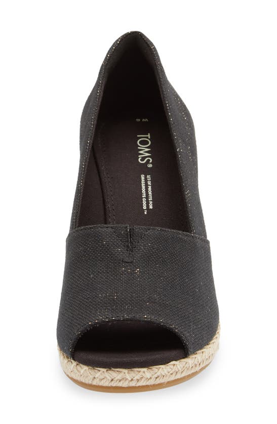 Toms Women's Michelle Recycled Peep-toe Espadrille Wedges In Black Black