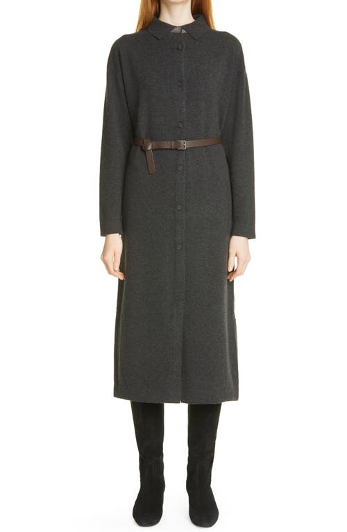 Fabiana Filippi Belted Long Sleeve Polo Sweater Dress in Charcoal